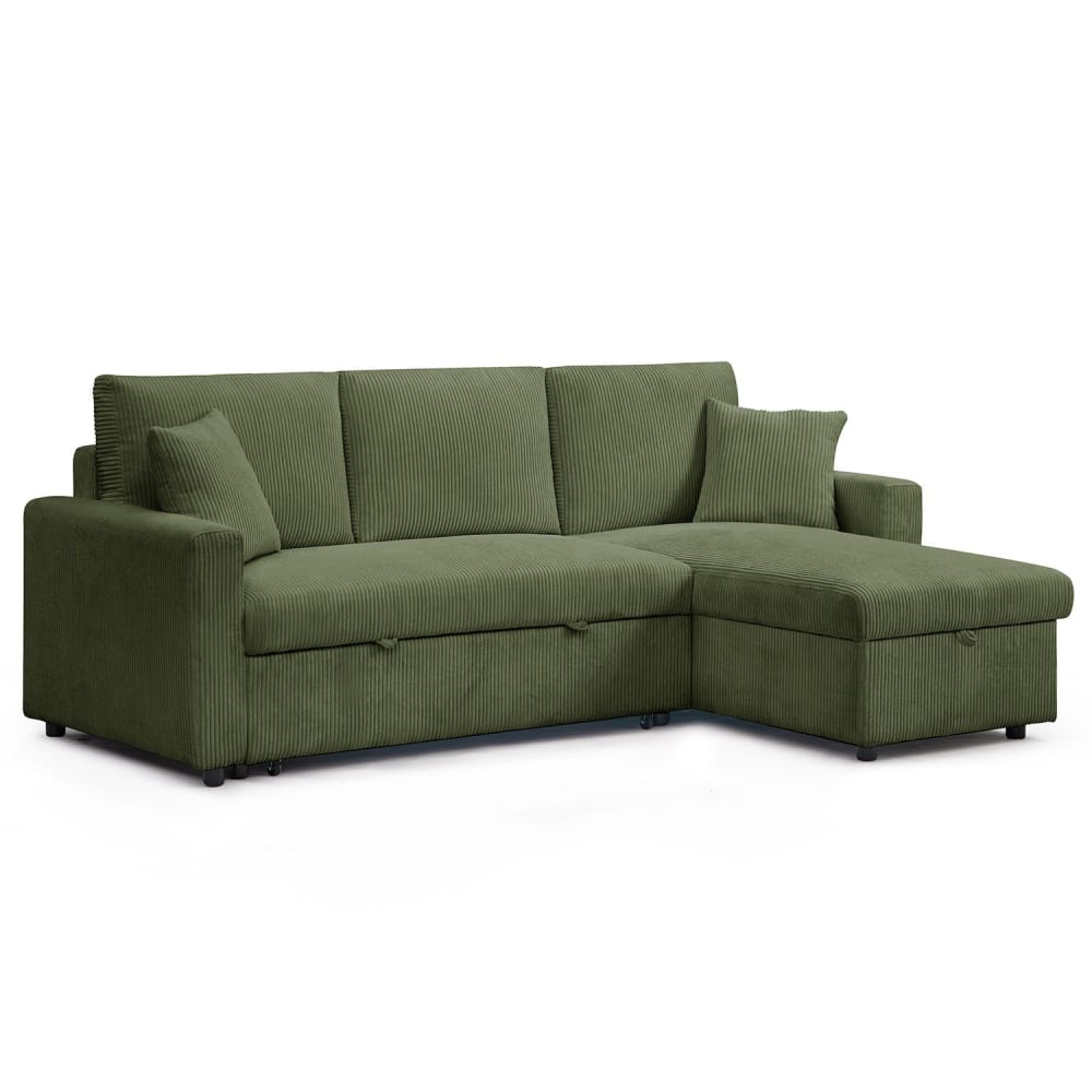 Canapé d'angle convertible avec coffre de rangement réversible velours