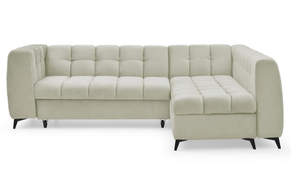 Canapé d'angle convertible velours beige