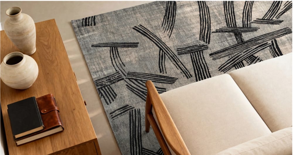 Novatrend Moderner flachgewebter Teppich Grau 240x340 cm style modern Grau Pes - Polyester