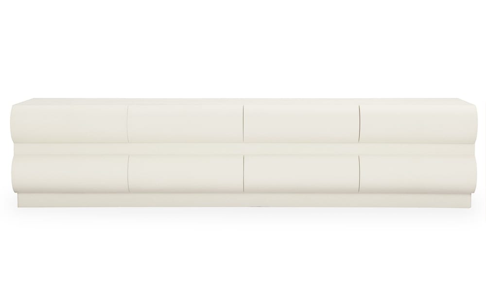 Meuble tv 8 tiroirs arrondis l180cm crème