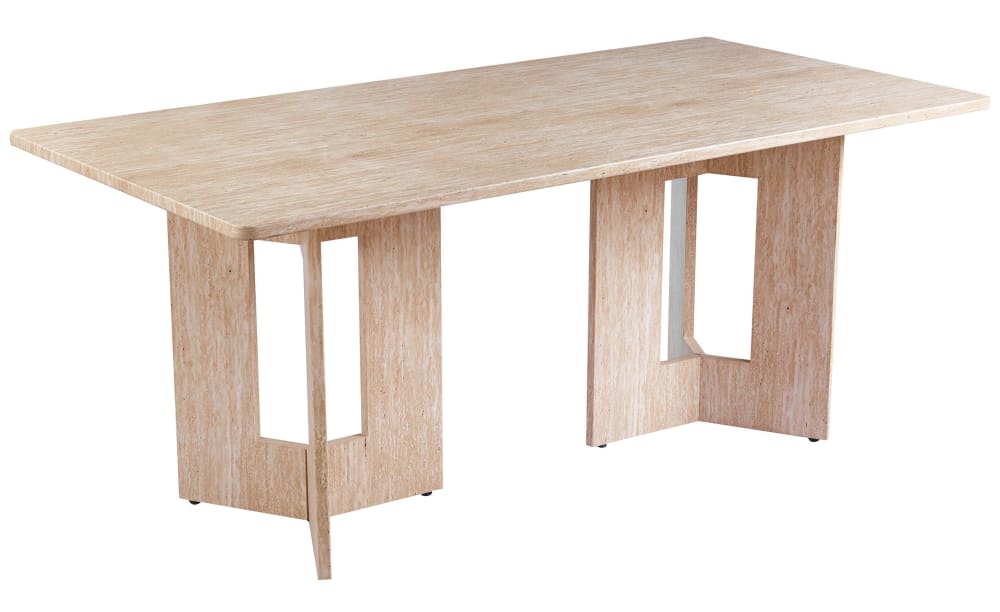 Table à manger rectangulaire 90x180cm effet travertin beige