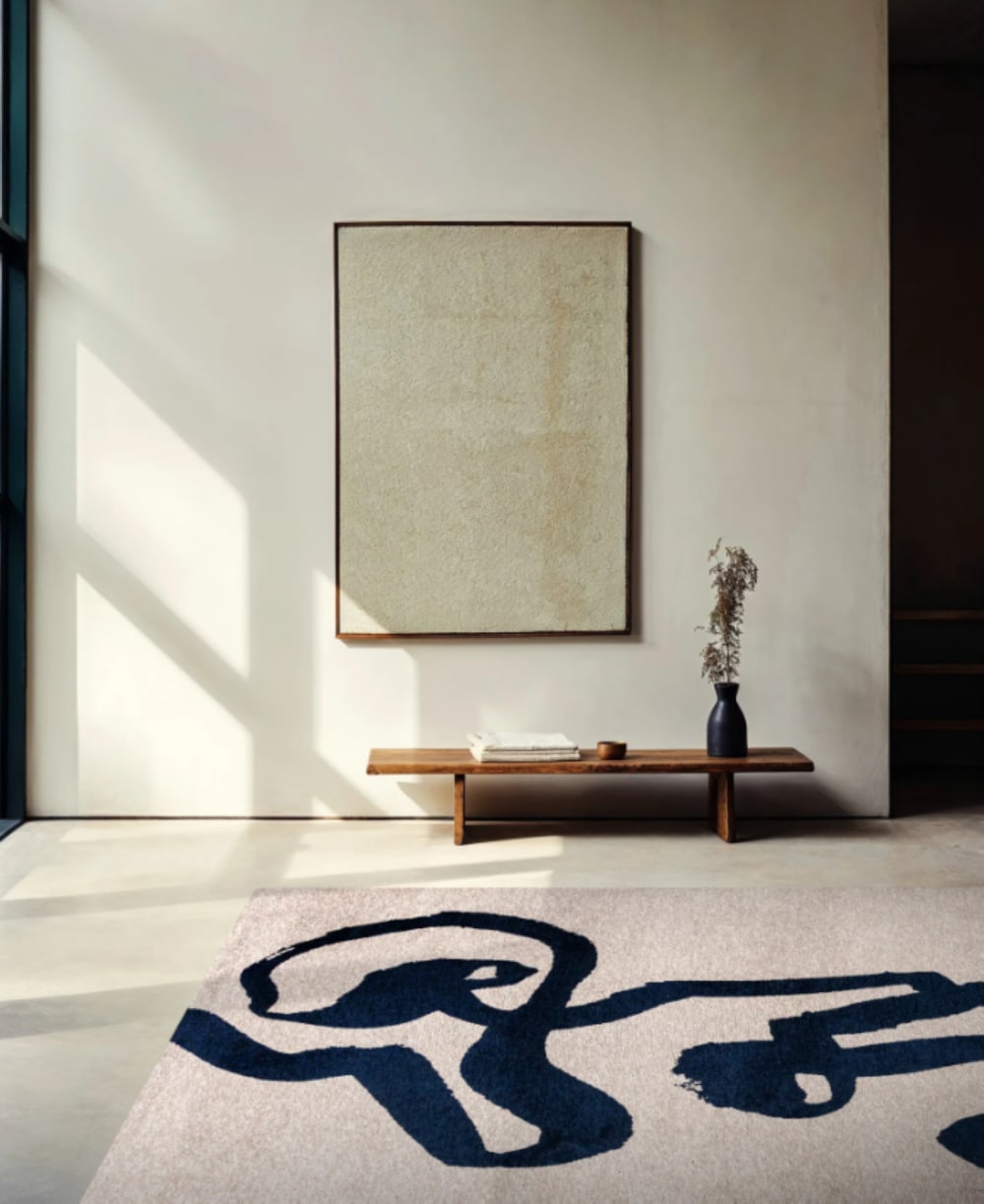 Novatrend Moderner flachgewebter Teppich Blau Ø240 cm style modern Blau Pes - Polyester