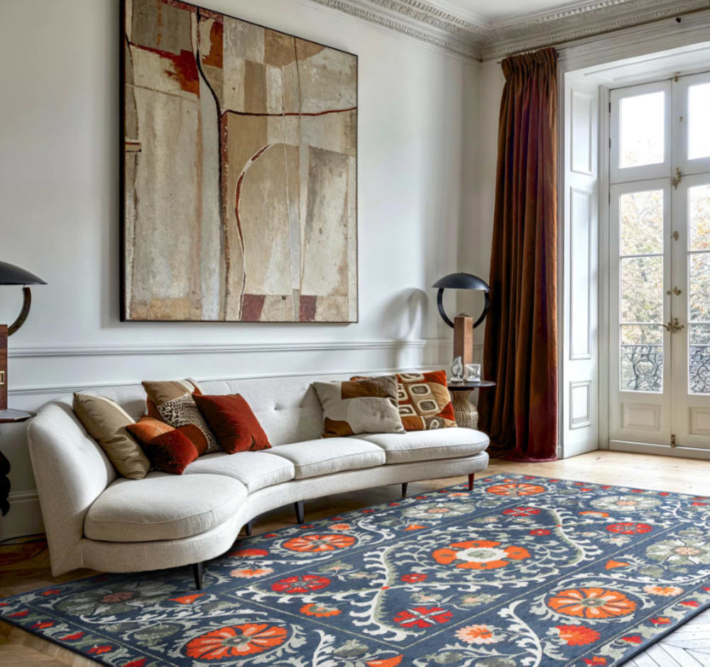 Tapis style orient tissé plat  Bleu 200x280 cm