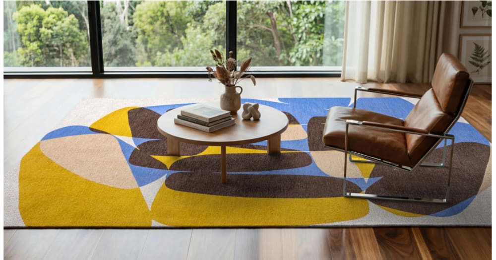 Novatrend Moderner flachgewebter Teppich ROCKY Gelb 170x240 cm style modern Gelb Pes - Polyester