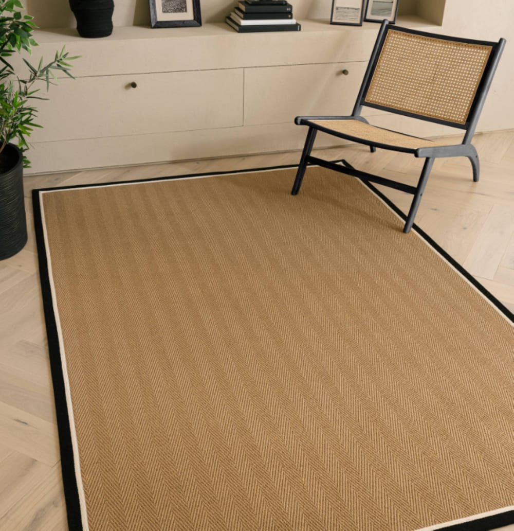 Tapis chambre et salon en jute moderne noir 160x230 cm — vue 4