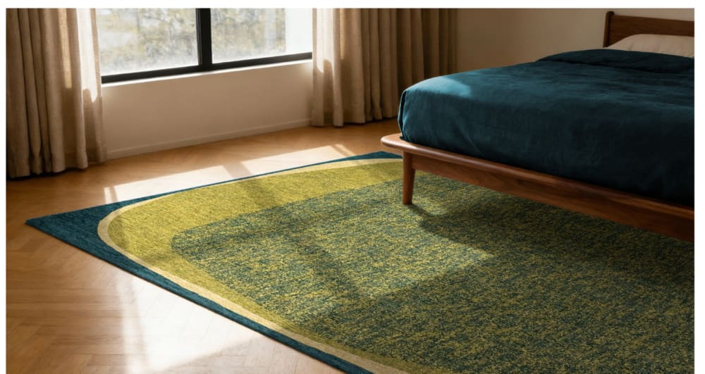 Novatrend Moderner flachgewebter Teppich Grün 170x240 cm style modern Grün Pes - Polyester