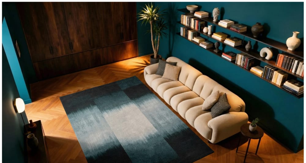 Novatrend Moderner flachgewebter Teppich Blau 240x340 cm style modern Blau Pes - Polyester