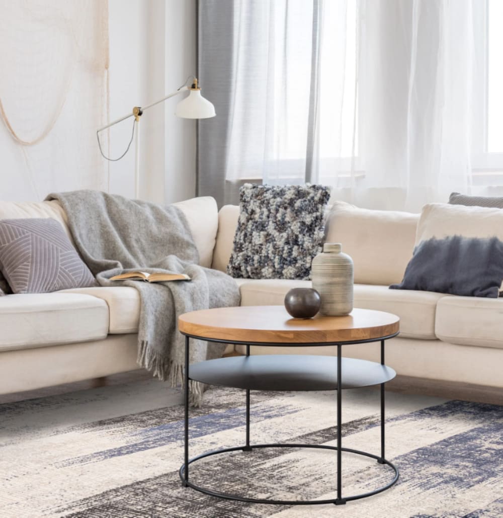 Novatrend Moderner Teppich für Wohnzimmer Blau 200x290 cm style modern Blau Pp - Polypropylen