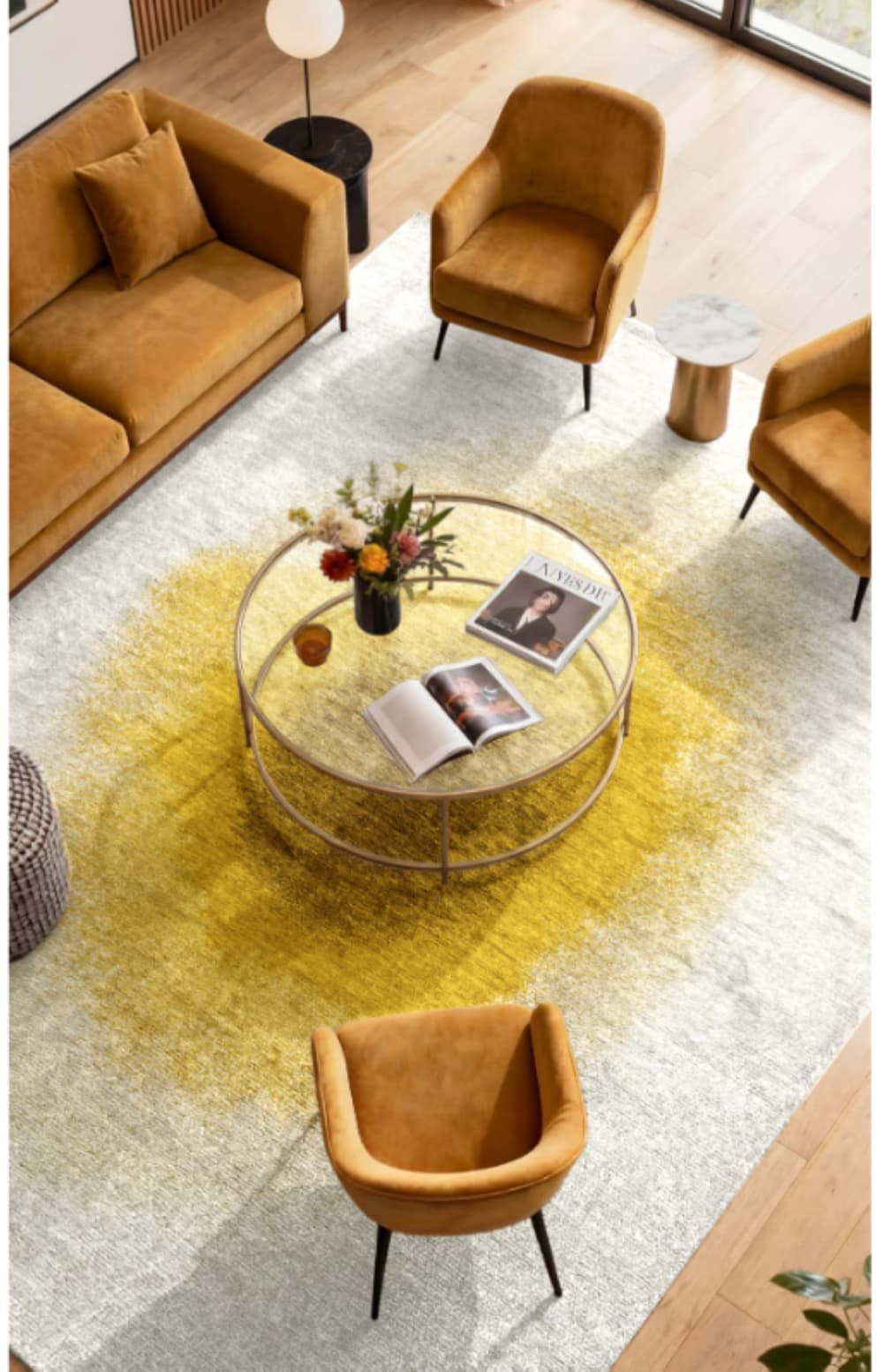 Novatrend Moderner flachgewebter Teppich Gelb 240x340 cm style modern Gelb Pes - Polyester