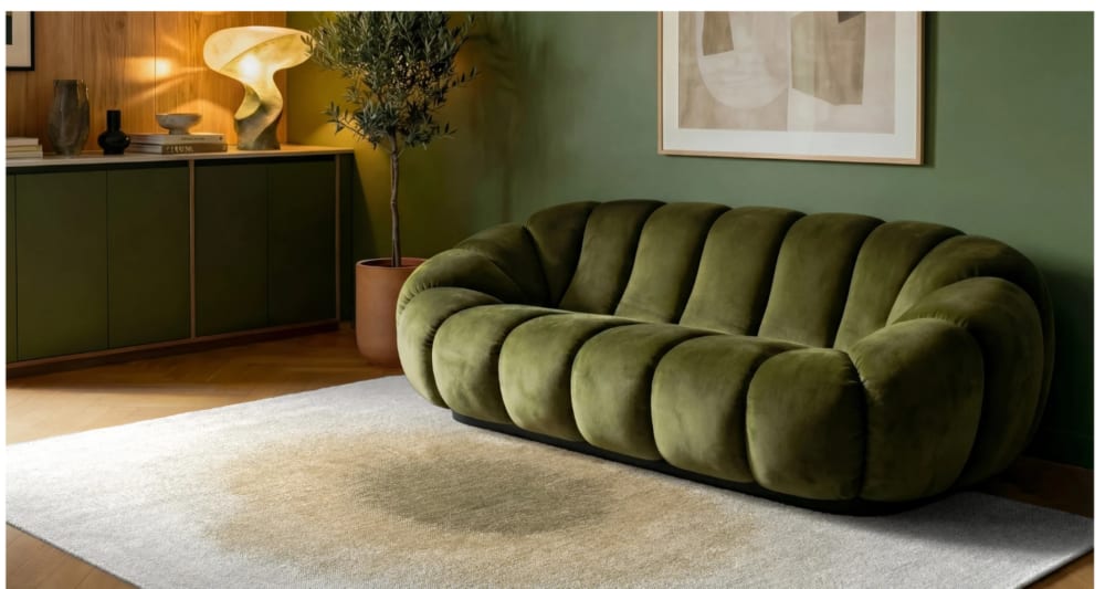 Novatrend Moderner flachgewebter Teppich Beige Ø240 cm style modern Beige Pes - Polyester