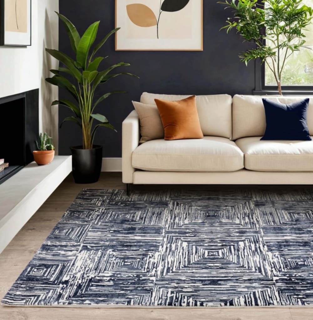 Novatrend Moderner Teppich für Wohnzimmer Blau 200x290 cm style modern Blau Pp - Polypropylen