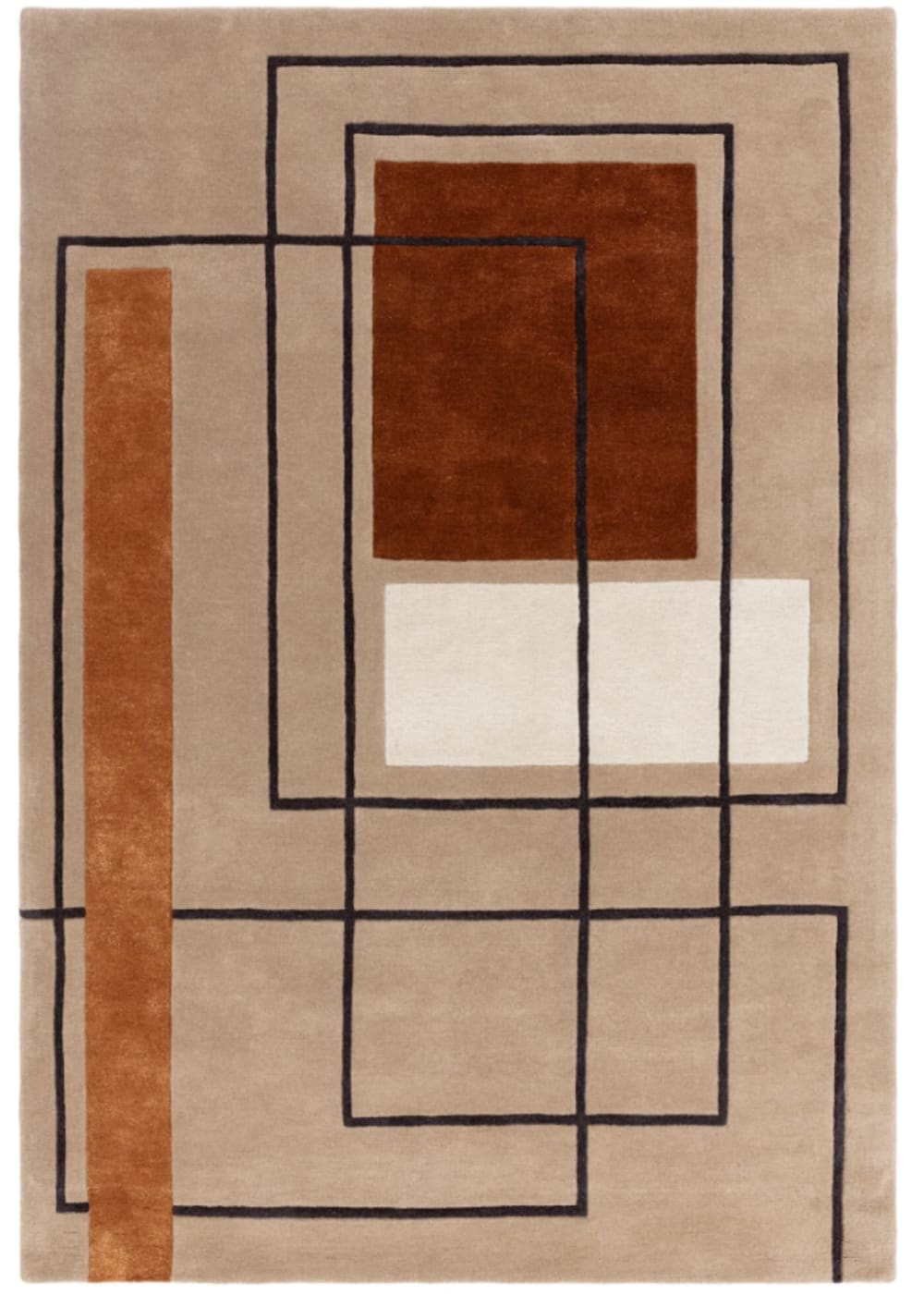 Tapis tufté main en laine Marron 160x230 cm