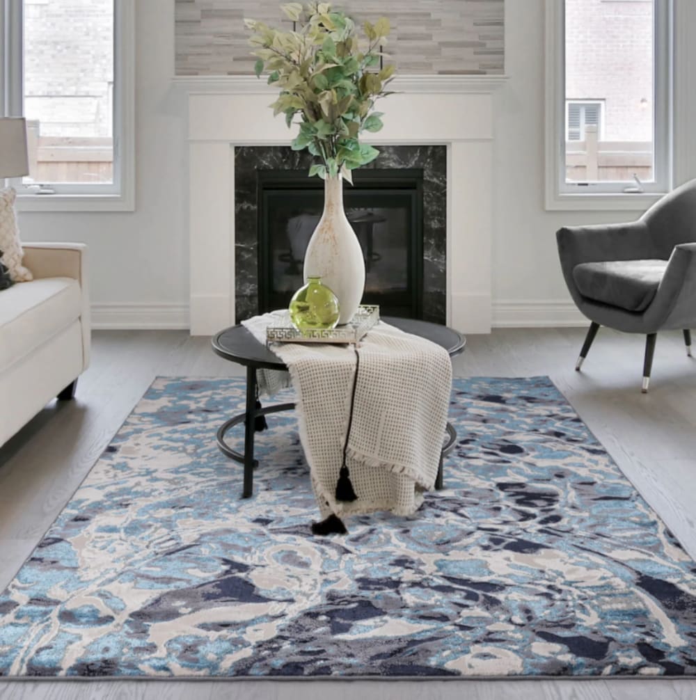Novatrend Moderner Teppich für Wohnzimmer Blau 200x290 cm style modern Blau Pes - Polyester