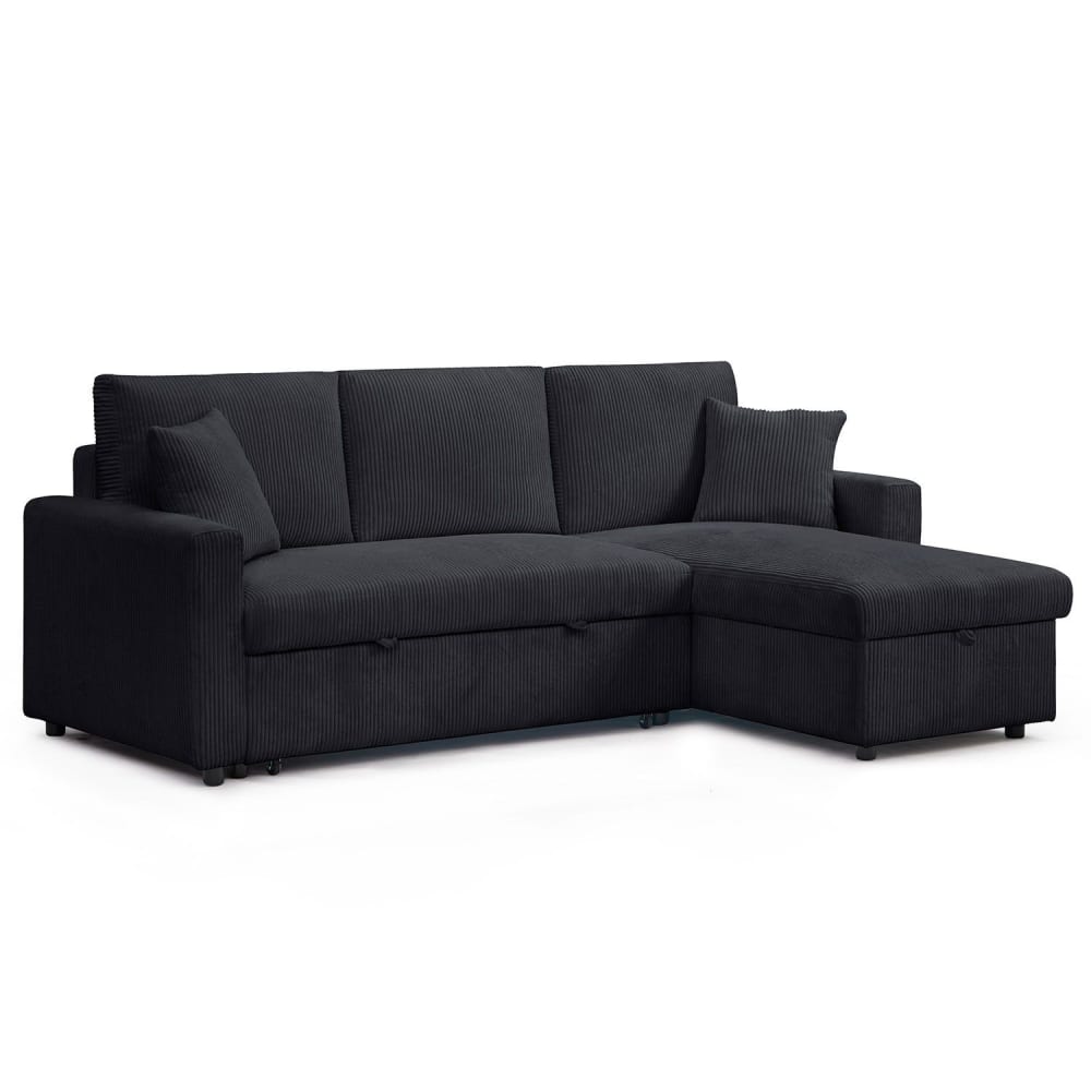 Canapé d'angle convertible avec coffre de rangement réversible velours