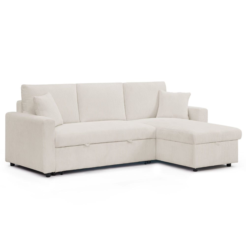 Canapé d'angle convertible avec coffre de rangement réversible velours