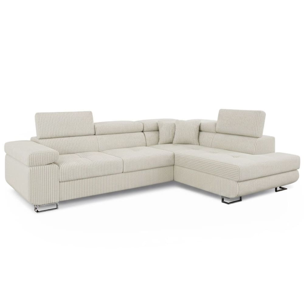Canapé d'angle convertible avec têtières relevables angle à droite