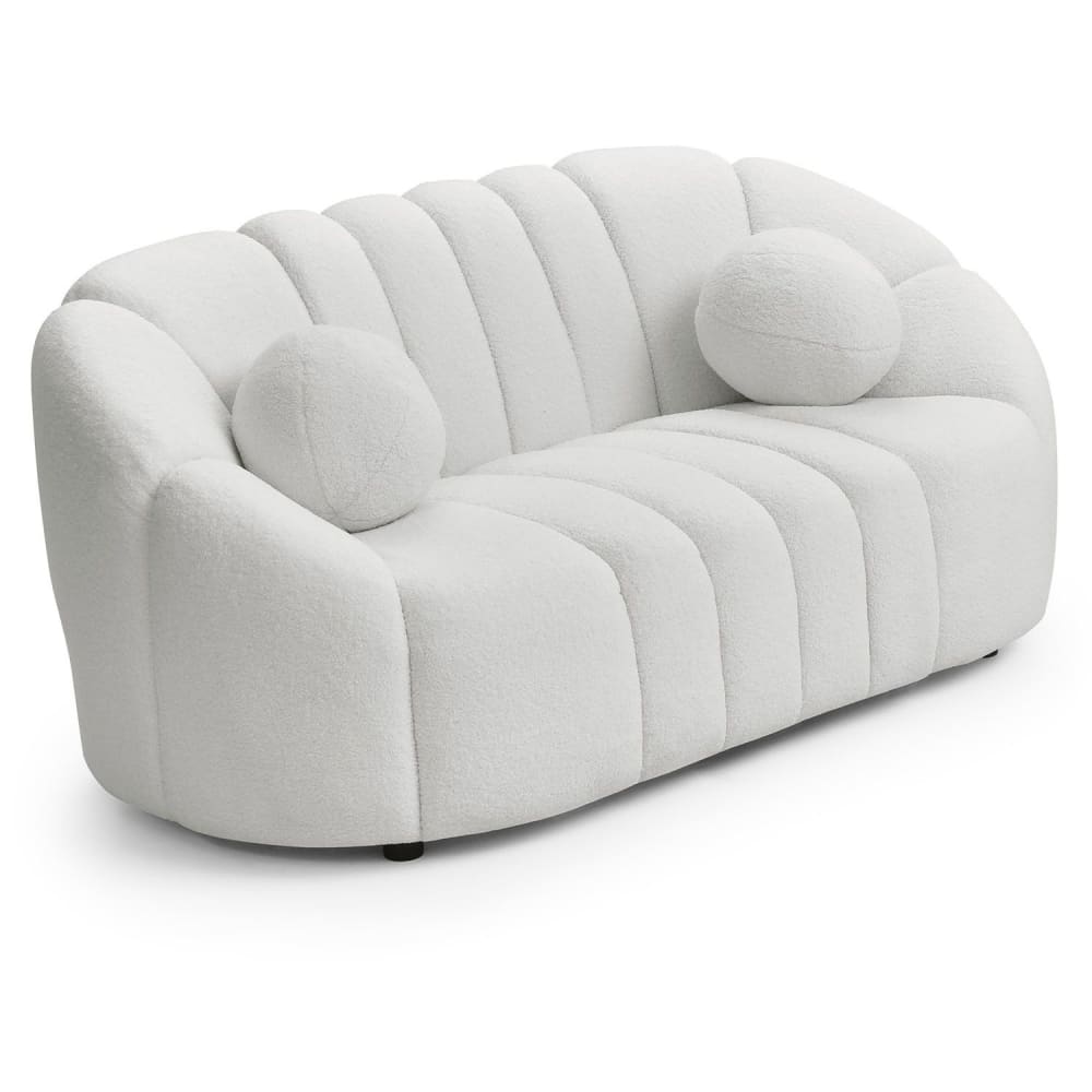 Canapé 2 places design tissu bouclette blanc