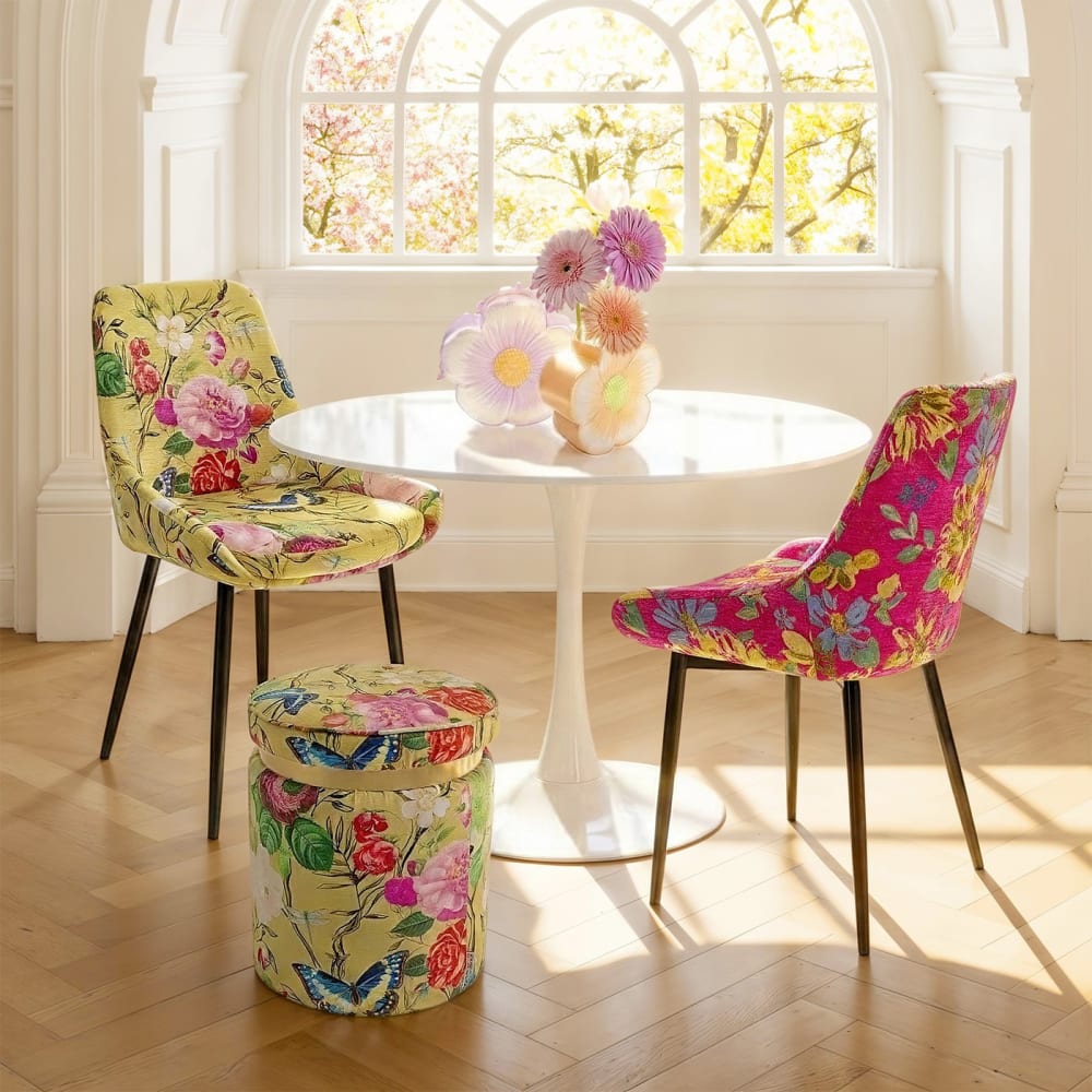 Stuhl mit Blüten-Muster, gelb - Maisons Du Monde