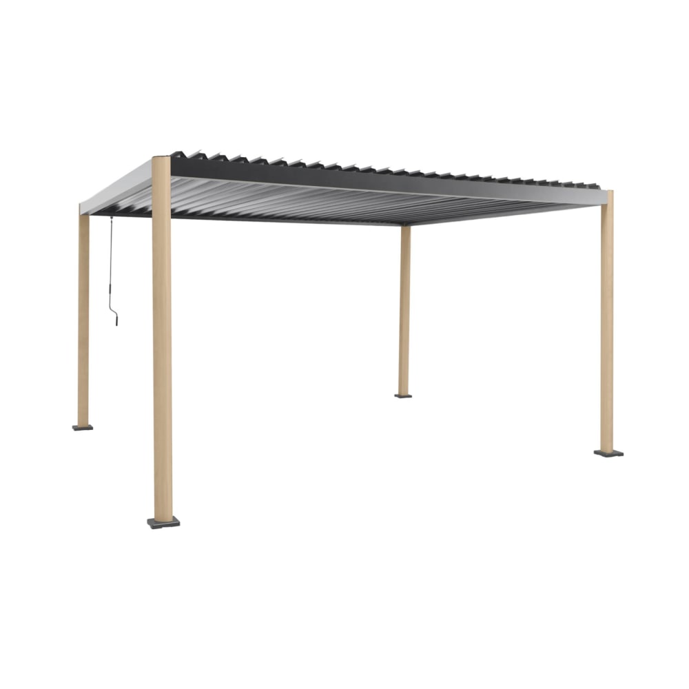 Pergola bioclimatique effet bois aluminium et acier 4x3m