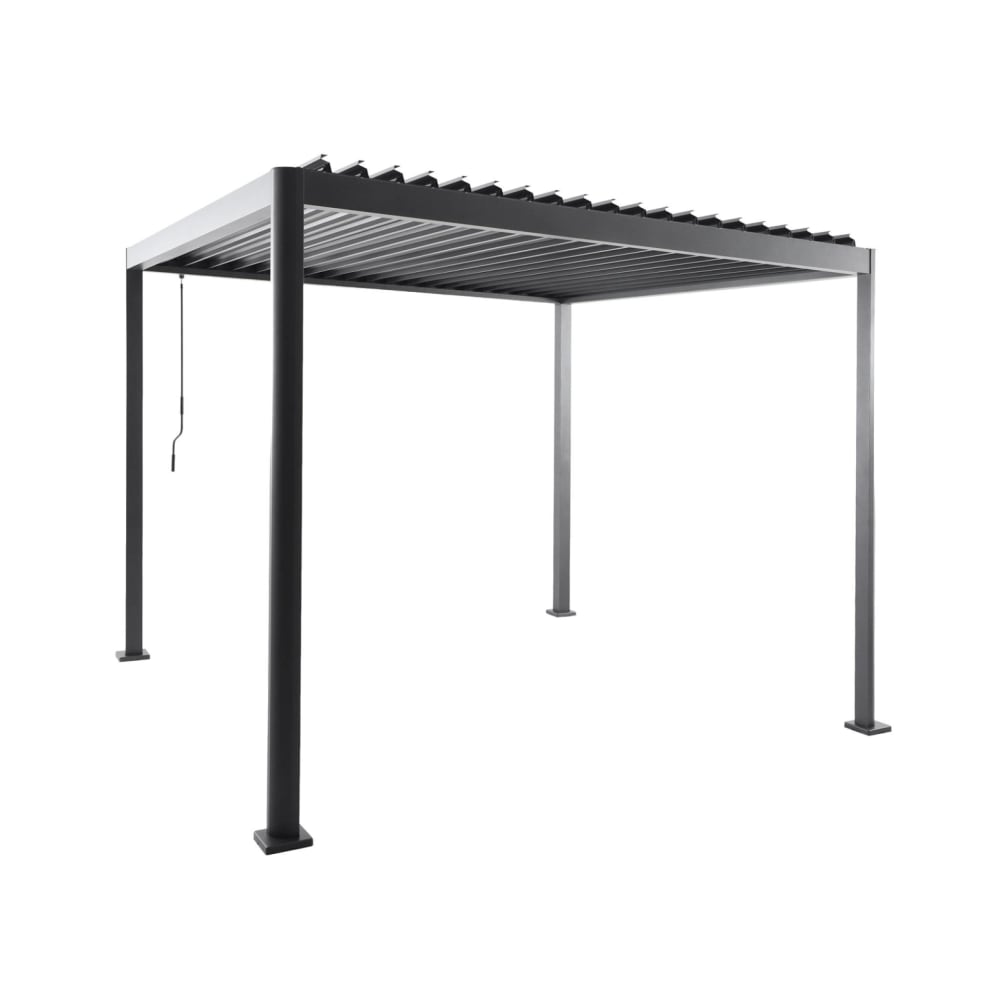 Pergola bioclimatique anthracite aluminium et acier 3x3m