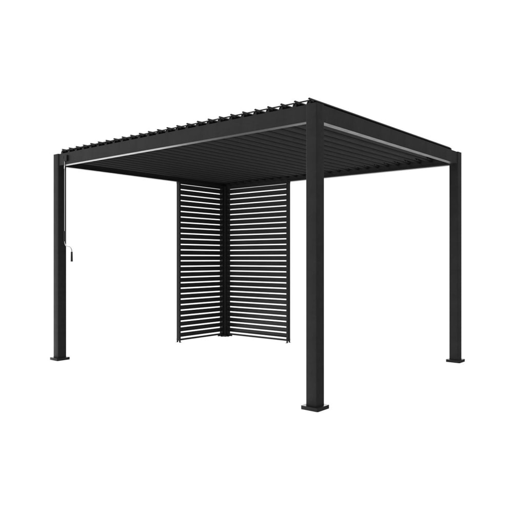 Pergola bioclimatique 4x3m anthracite + persienne 100cm et 130cm