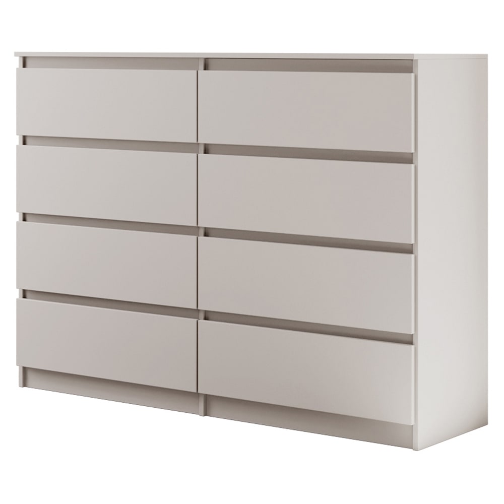 Commode avec 8 tiroirs, cachemire, 140 cm