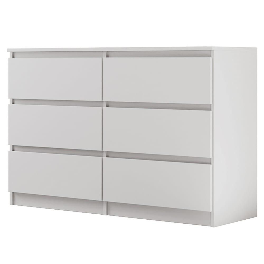 Commode avec 6 tiroirs, blanc mat, 120 cm