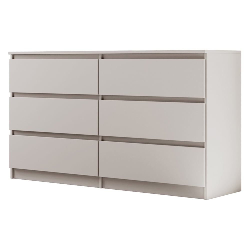 Commode avec 6 tiroirs, cachemire, 140 cm