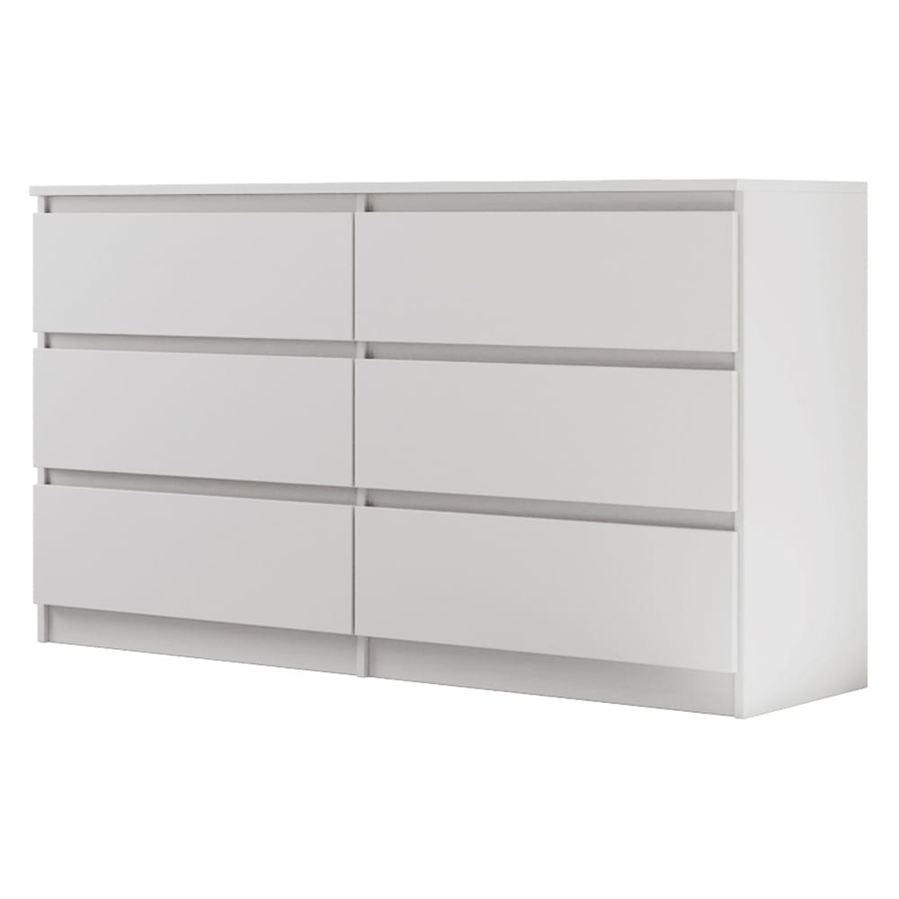 Commode avec 6 tiroirs, blanc mat, 140 cm