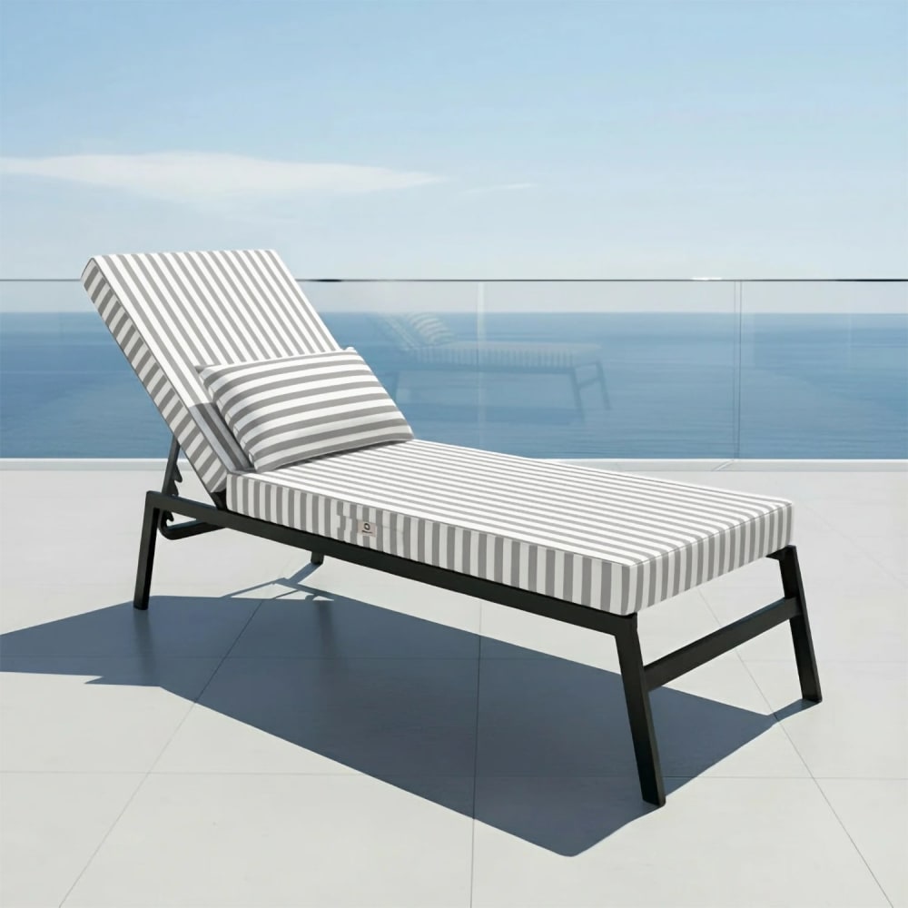 Coussin bain de soleil premium avec coussin - Rayures Gris Clair