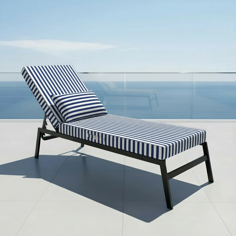 Coussin bain de soleil premium avec coussin - Rayures Marine