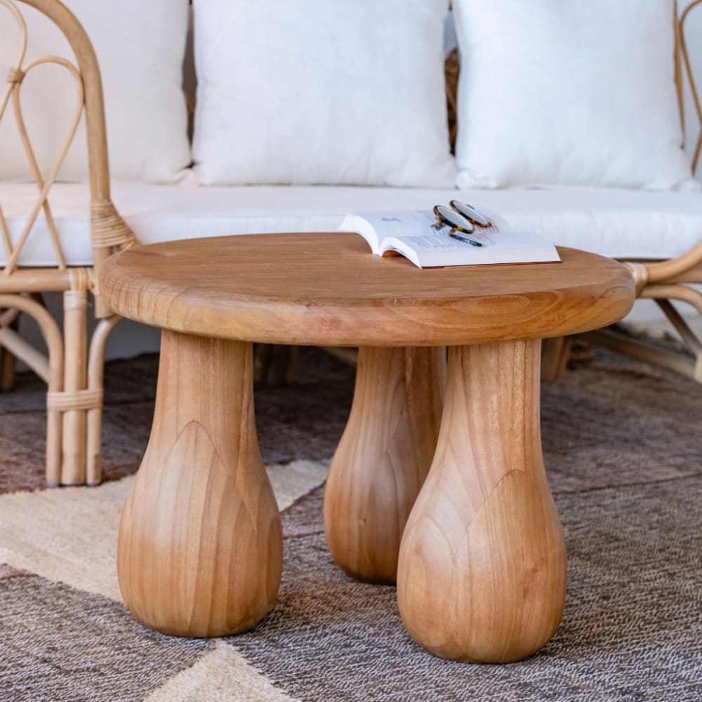 Table basse ronde en bois de mindi