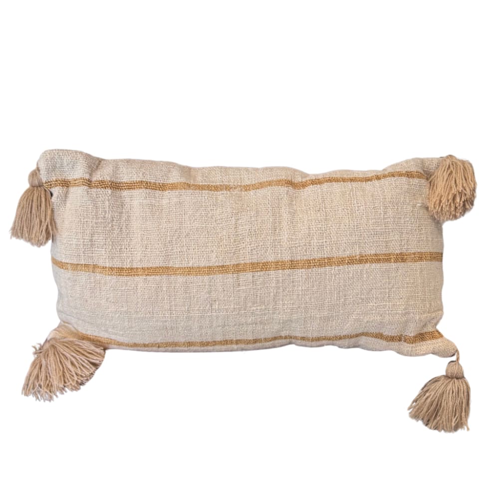 Coussin rectangle beige et rayure