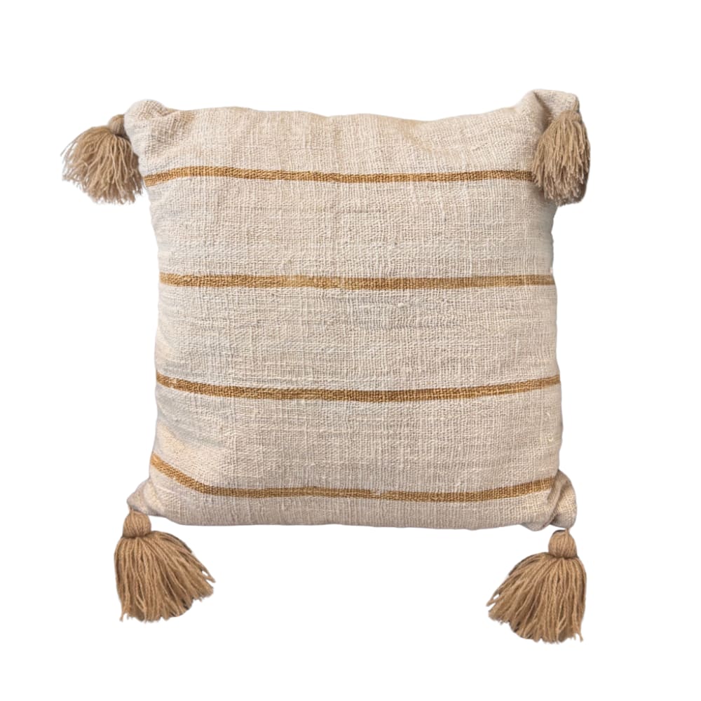Coussin carré beige et rayure