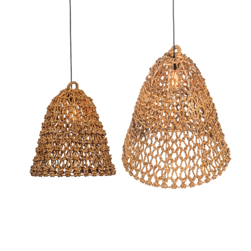 Lot de deux suspensions en feuilles de bananier