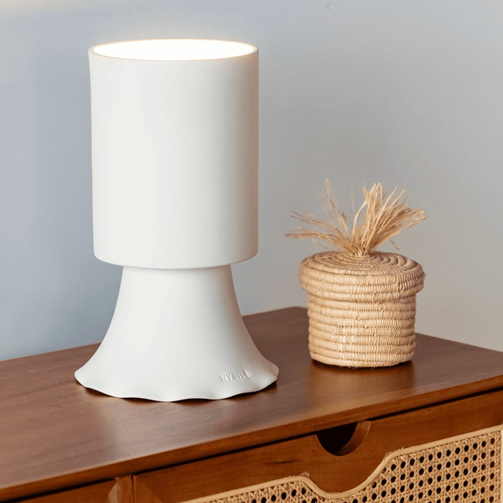 Lampe à poser en terre cuite blanche