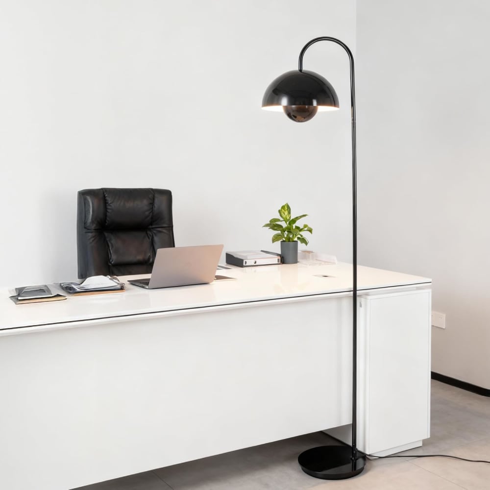 Lampadaire Champignon Style Nordique Métal Noir Douille E27 H159 cm — vue 4