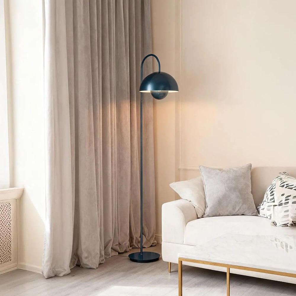Lampadaire Champignon Nordique Métal Bleu Marine Douille E27 H159 — vue 3