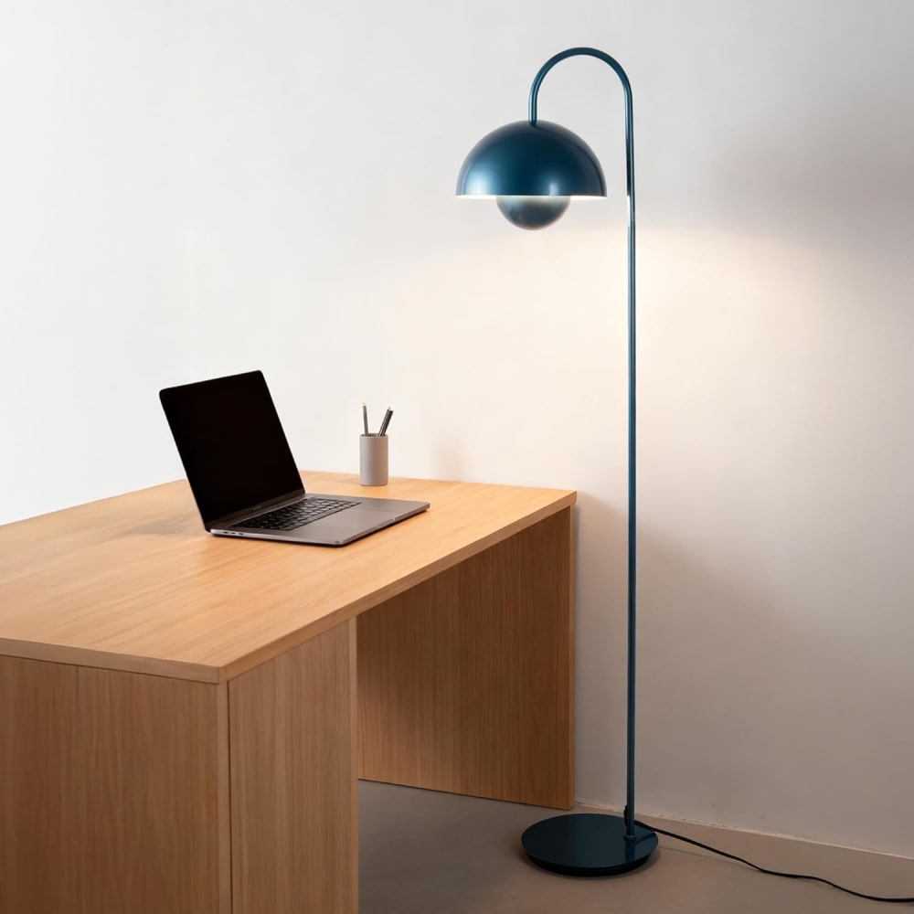 Lampadaire Champignon Nordique Métal Bleu Marine Douille E27 H159 — vue 4