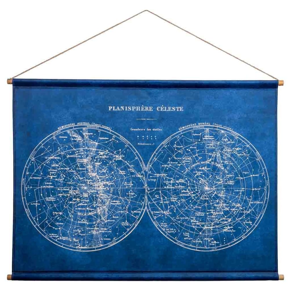 Toile parchemin tissu imprimé bleu 120x86x2,5h cm Toile parchemin tissu imprimé bleu 120x86x2,5h cm