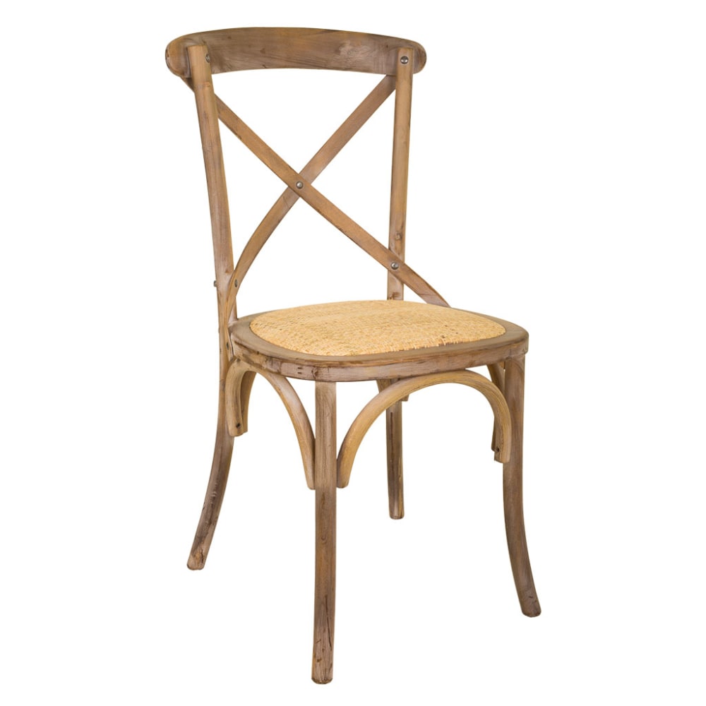 Wanderlust deco Stuhl Holz mit Rattansitz 44x42x46/88h cm braun style landhaus - Holz