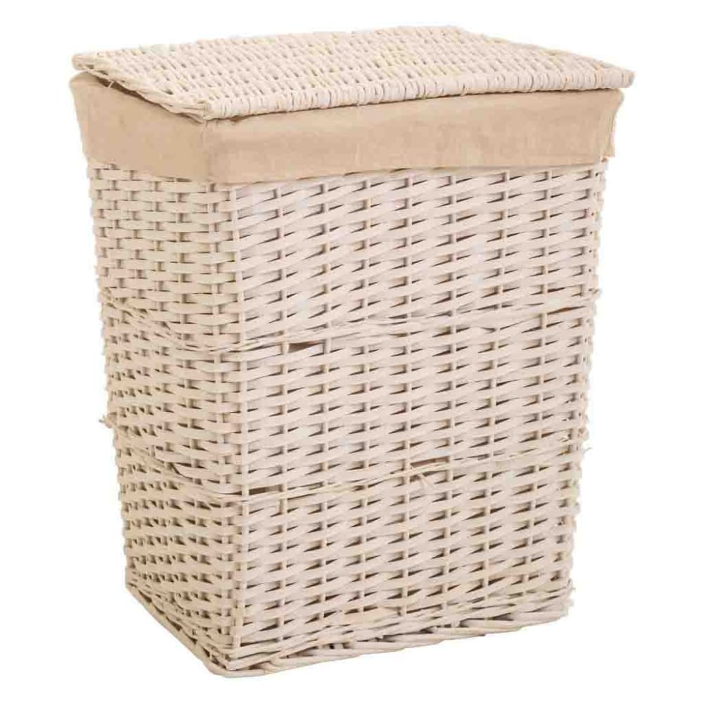 Lot 3 paniers à linge osier blanc doublés