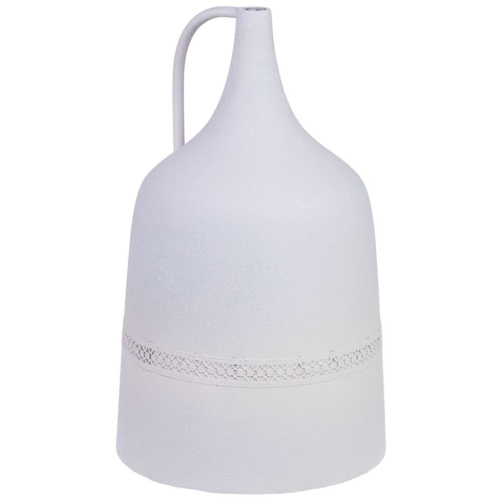 jarron de metal blanco con 1 asa 20x20x33h cm