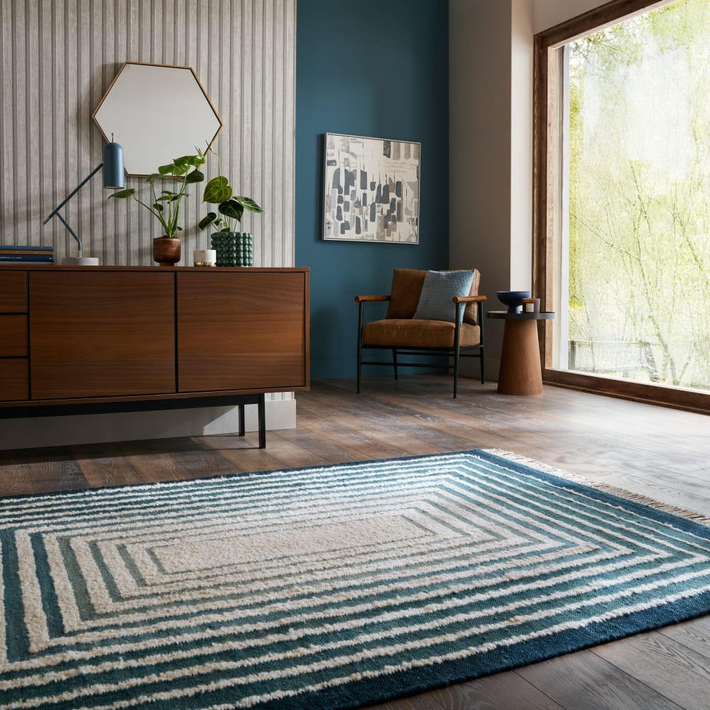 Tapis en laine bleue et beige 200x300cm — vue 3