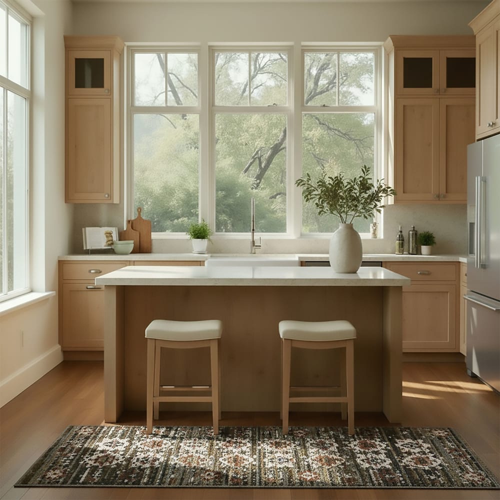 Tapis vintage de couloir vert 80x300cm