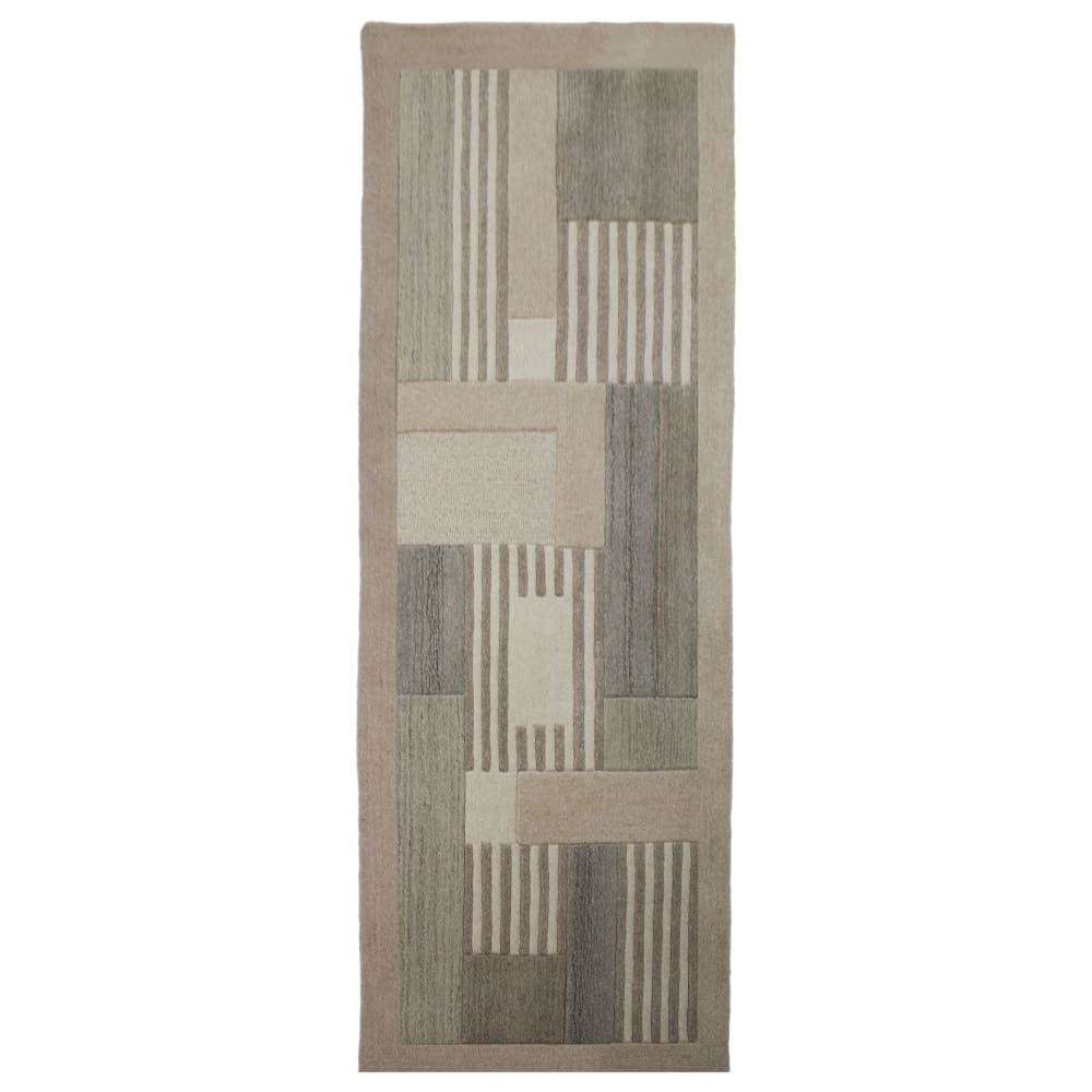 Tapis en laine de couloir beige 80x300cm