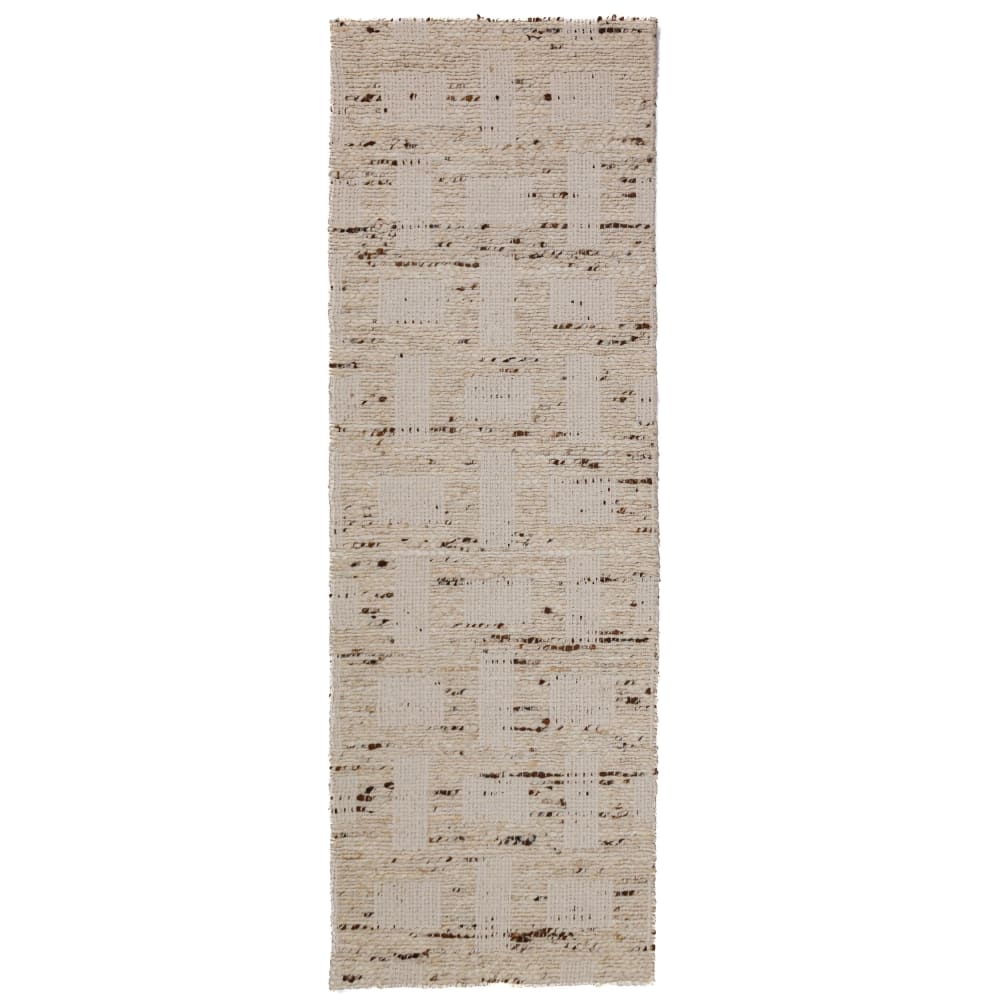 Tapis en laine de couloir beige 80x300cm