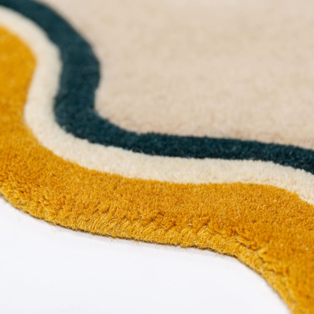 Tapis en laine rond beige, orange, rose et bleu 180x180cm — vue 4