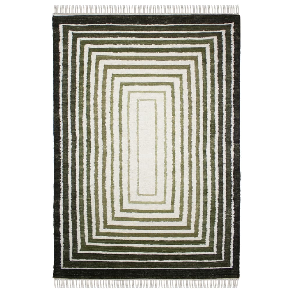 Tapis en laine verte et beige 160x230cm