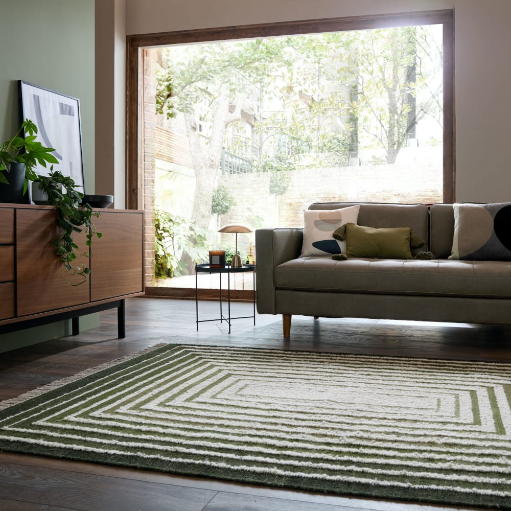 Tapis en laine verte et beige 200x300cm — vue 3